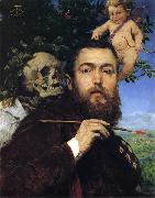 Hans Thoma Self-portrait with Love and Death oil painting